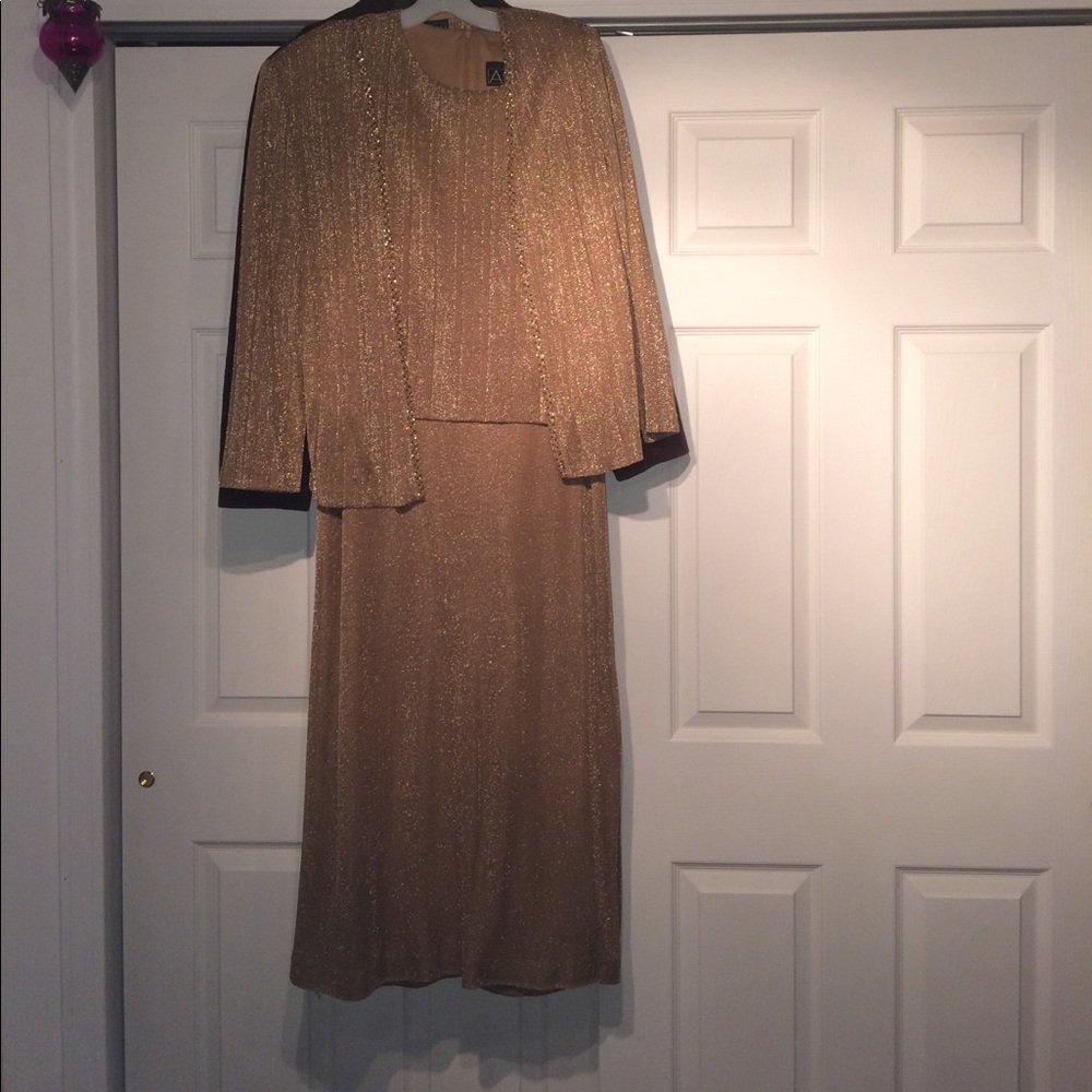 Gold lurex evening dress